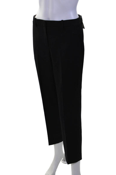 Theory Womens Wool Flat Front Straight Leg Trousers Black Size 0