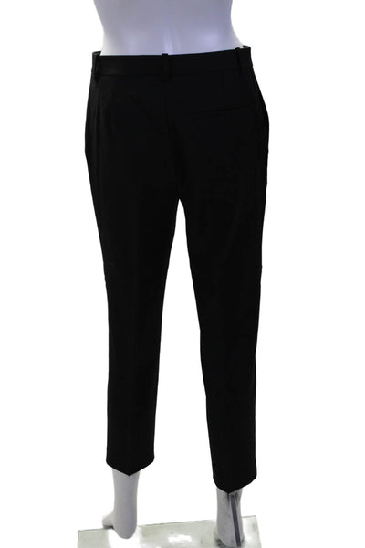 Theory Womens Wool Flat Front Straight Leg Trousers Black Size 0