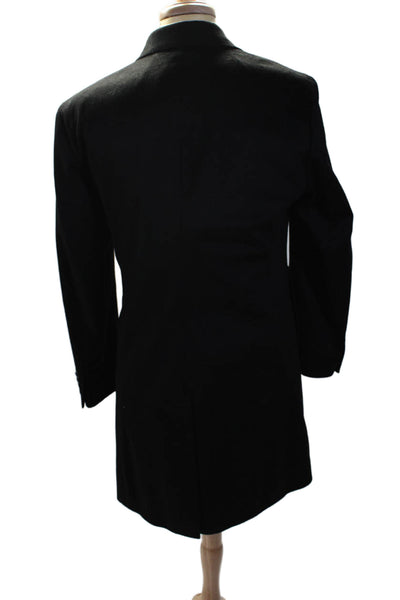 Nordstrom Mens Cashmere Collared Long Sleeve Buttoned Trench Coat Black Size L