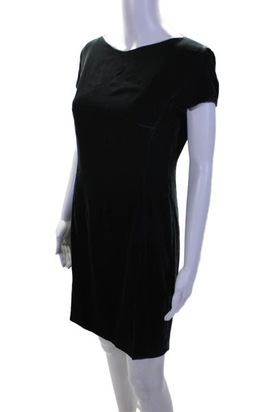 Trussardi Womans Velour Short Sleeve Boat Neck Sheath Dress Dark Gray Size 42