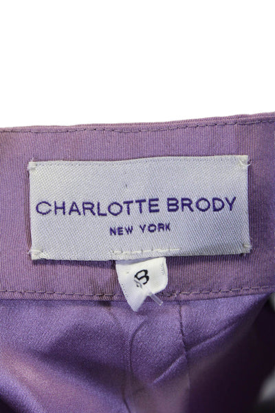 Charlotte Brody Womens Pleated Beaded Motif A Line Skirt Purple Size 8