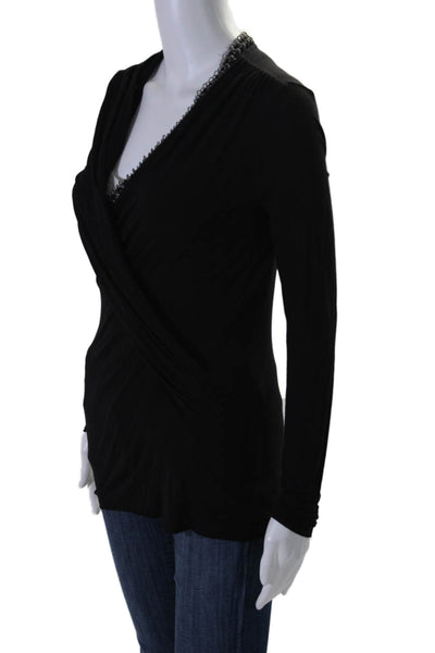 Bailey 44 Womens Chain Detail V-Neck Long Sleeve Blouse Top Black Size S