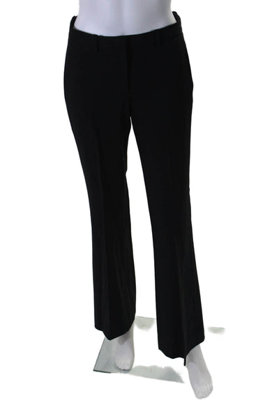 Theory Womens High Rise Demitria Creased Flare Leg Dress Pants Black Wool Size 0