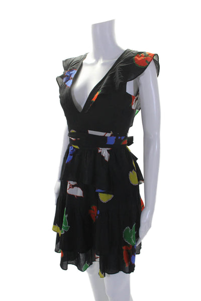 Cynthia Rowley Womens Sleeveless Abstract Print Knee Length Dress Black 2