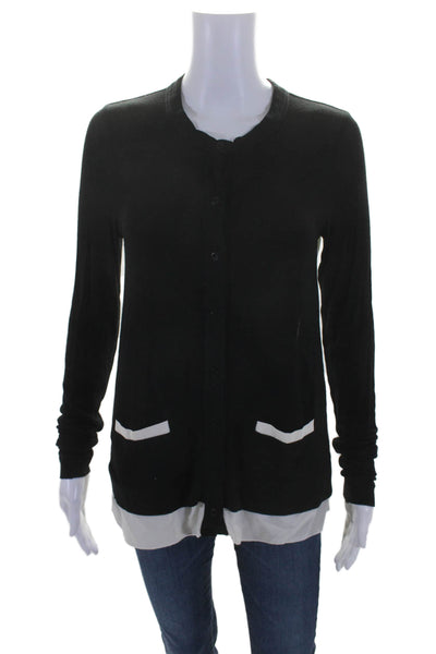 Bailey 44 Women's Round Neck Long Sleeves Button Down Cardigan Black Size S