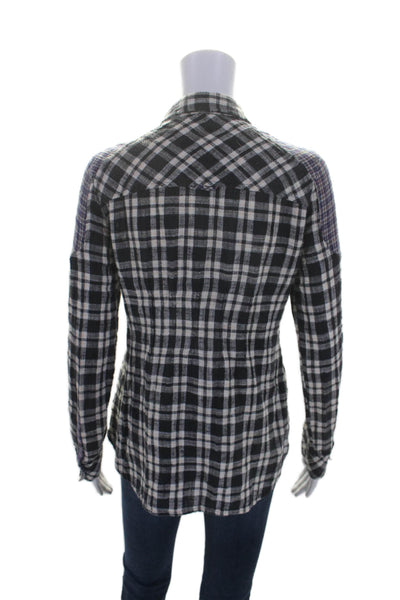 Free People Women's Collared Long Sleeves Cotton Button Down Plaid Shirt Size XS