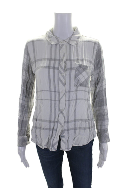 Rails Women's Collared Long Sleeves Button Down Gray Plaid Shirt Size XS