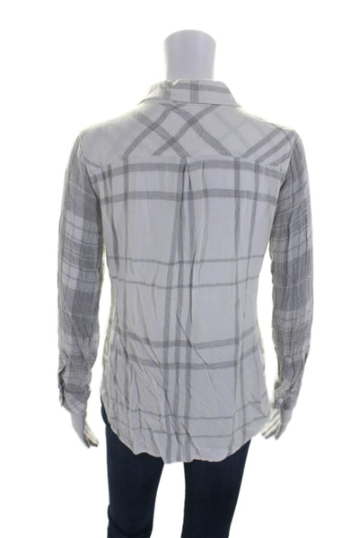 Rails Women's Collared Long Sleeves Button Down Gray Plaid Shirt Size XS