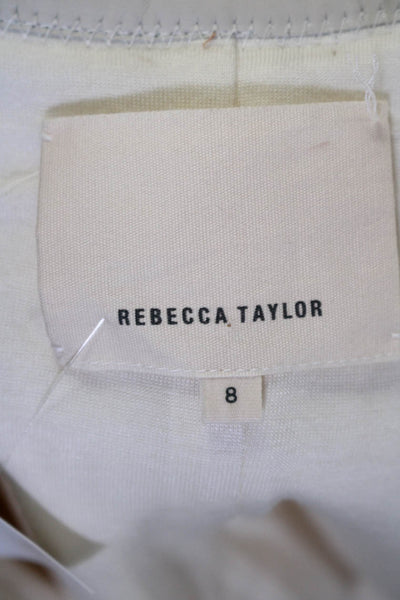 Rebecca Taylor Womens Zip Front Long Sleeve Thick Knit Jacket White 8