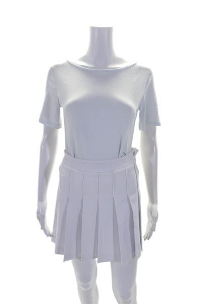 Rowing Blazers Womens Box Pleated Lined Side Zip Short Tennis Skirt White Size S