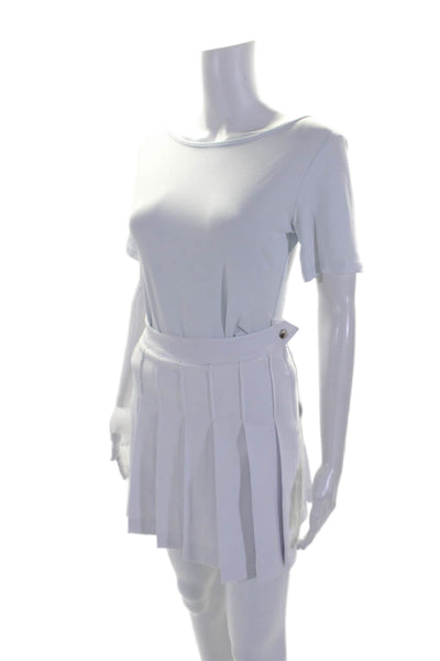 Rowing Blazers Womens Box Pleated Lined Side Zip Short Tennis Skirt White Size S