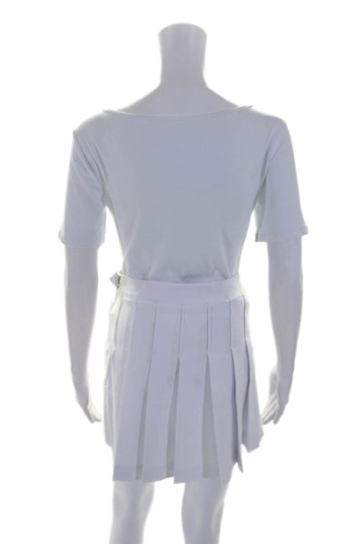 Rowing Blazers Womens Box Pleated Lined Side Zip Short Tennis Skirt White Size S