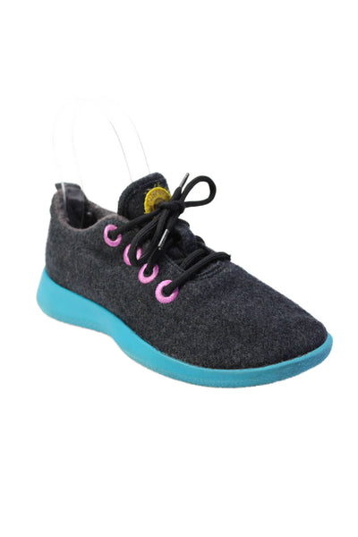 Allbirds Unisex Kids Merino Wool Round Toe Lace Up Sneakers Gray Size Y1