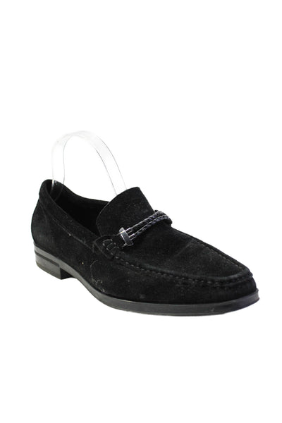 Stacy Adams Mens Suede Apron Toe Braided Accent Dress Loafers Black Size 8M US