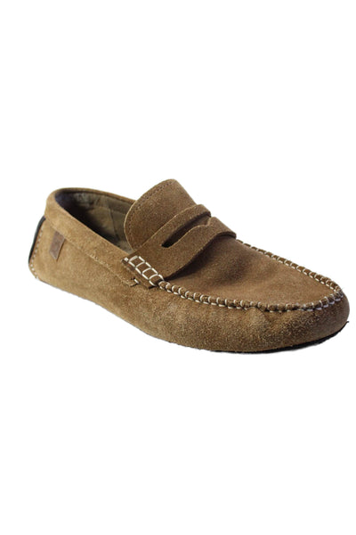 Stacy Adams Mens Suede Apron Toe Slip On Penny Loafers Light  Brown Size 8.5US