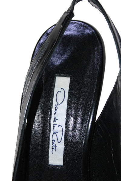 Oscar de la Renta Womens Open Toe Slingback Platform Heels Black Size 38.5 8.5