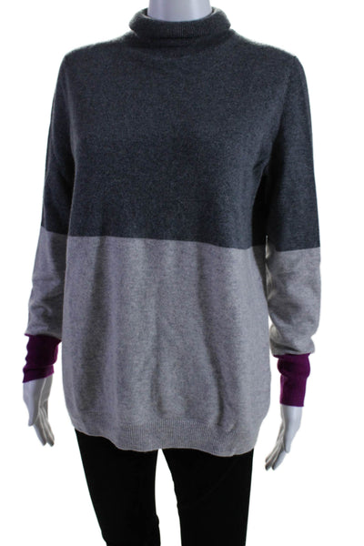 Pure Collection Womens Long Sleeve Cashmere Turtleneck Sweater Gray Size 6