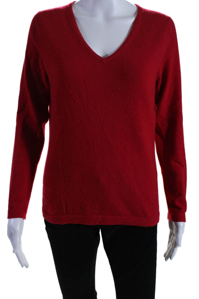 Pure Collection Womens Long Sleeve V Neck Cashmere Sweater Red Size 6