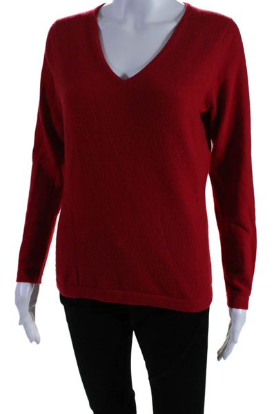 Pure Collection Womens Long Sleeve V Neck Cashmere Sweater Red Size 6