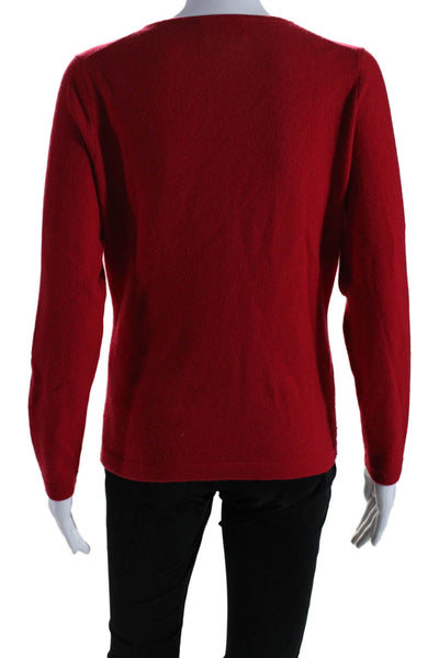 Pure Collection Womens Long Sleeve V Neck Cashmere Sweater Red Size 6