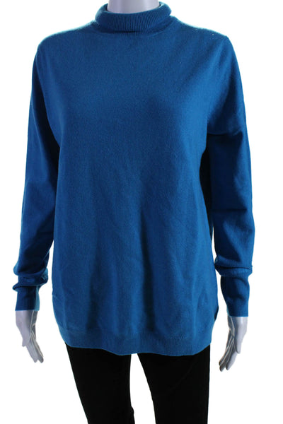 Pure Collection Womens Long Sleeve Turtleneck Cashmere Sweater Blue Size 6