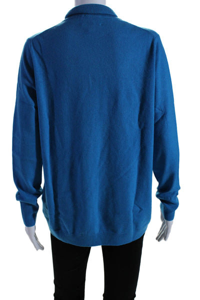 Pure Collection Womens Long Sleeve Turtleneck Cashmere Sweater Blue Size 6