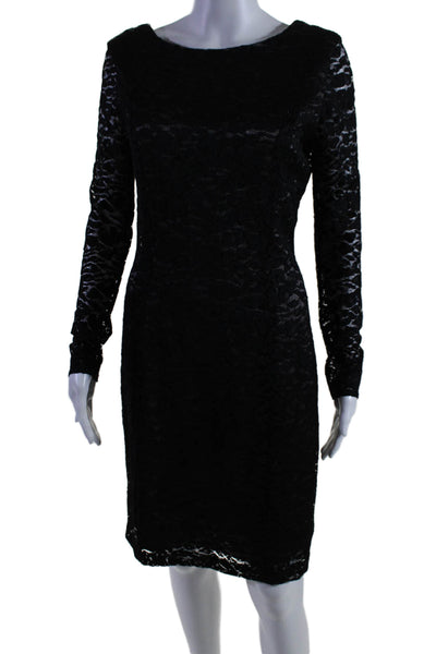 Beckley By Melissa Womens Lace Round Neck Long Sleeve Dress Black Size 8