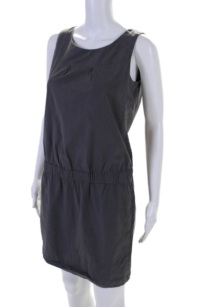 Vince Womens Cotton Boat Neck Sleeveless Lined Mini Blouson Dress Gray Size 4