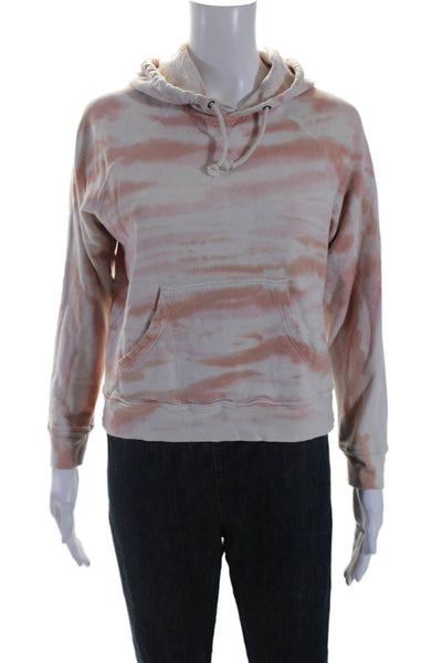 Mother Womens Cotton Tie Dye Print Long Sleeve Hoodie Orange Pink Size S