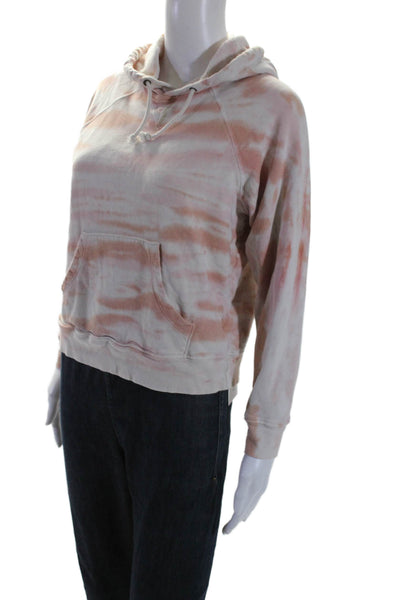 Mother Womens Cotton Tie Dye Print Long Sleeve Hoodie Orange Pink Size S