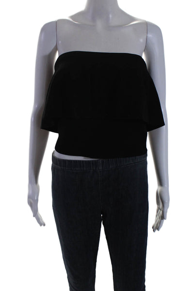 Milly Womens Strapless Peplum Tube Top Black Size S