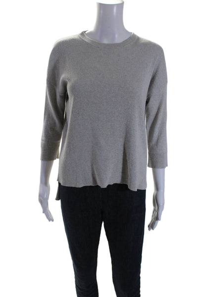 Frame Shirt Womens Cotton Ribbed Long Sleeve High Low Tshirt Gray Size S