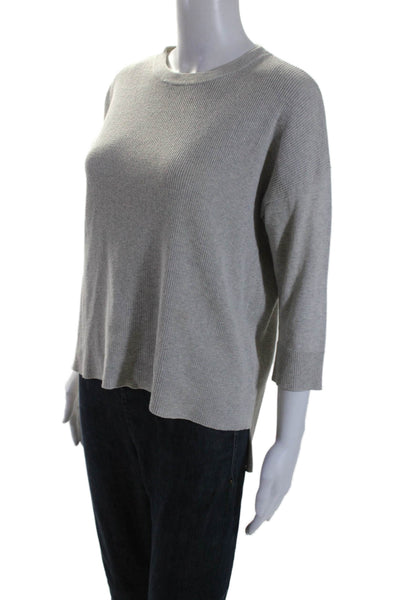 Frame Shirt Womens Cotton Ribbed Long Sleeve High Low Tshirt Gray Size S