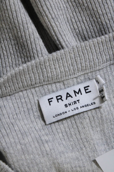 Frame Shirt Womens Cotton Ribbed Long Sleeve High Low Tshirt Gray Size S