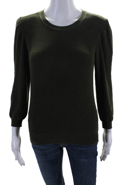 Cotton By Autumn Cashmere Womens Crew Neck Long Sleeve Sweater Green Small