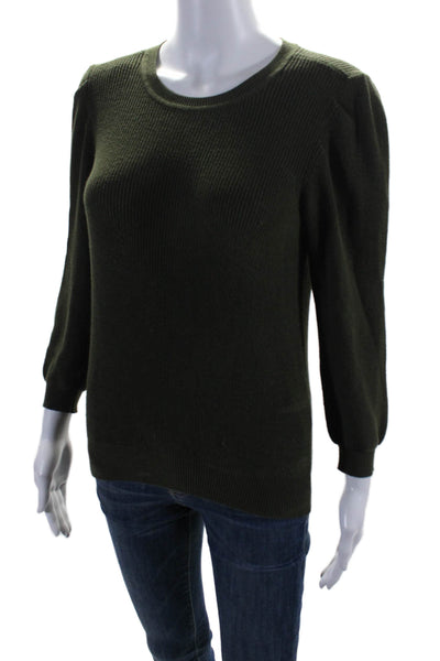 Cotton By Autumn Cashmere Womens Crew Neck Long Sleeve Sweater Green Small