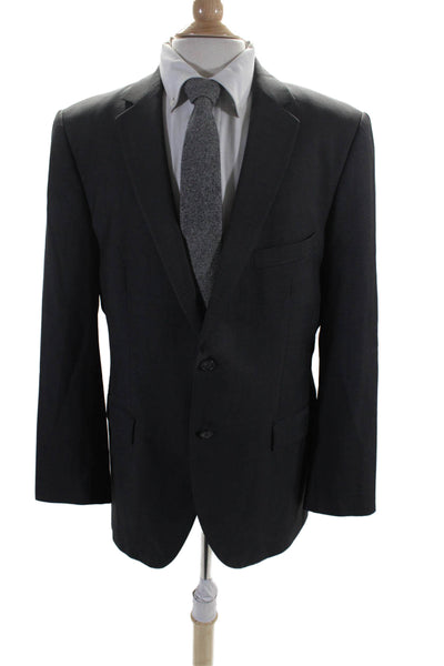 Strellson Mens Two Button Classic Lapel Blazer Jacket Gray Wool Size EUR 52