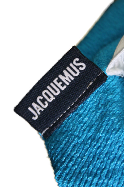 Jacquemus Womens Linen Strappy V-Neck Pullover Knit Tank Top Blue Size 32