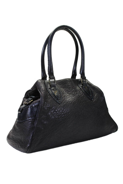 Fendi Womens Double Handle Medium Star Du Jour Handbag Dark Navy Leather