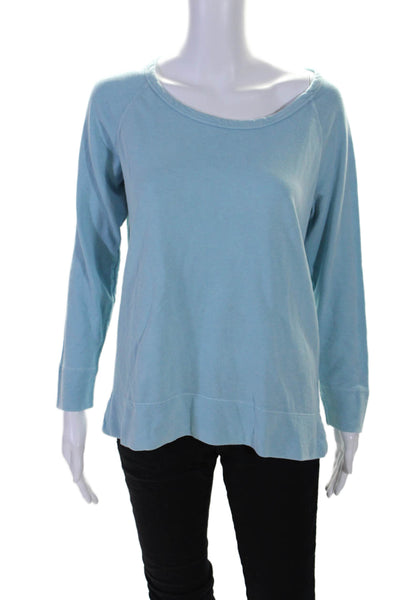 James Perse Womens Crew Neck Long Sleeve Tight Knit Sweater Blue 3