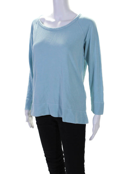 James Perse Womens Crew Neck Long Sleeve Tight Knit Sweater Blue 3