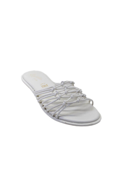 Seychelles Womens Leather Knotted Strappy Textured Slip-On Sandals White Size 8