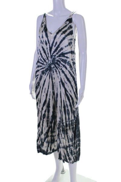 Lacausa Womens Tie Dye Print V-Neck Sleeveless Slip-On Jumpsuit White Size XS