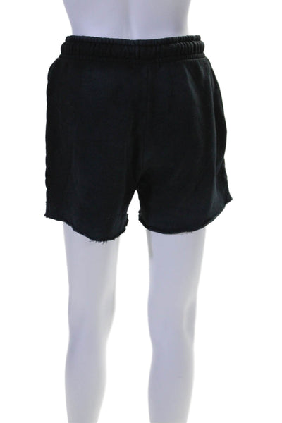 Cotton Citizen Womens Solid Black Drawstring Distress Knit Shorts Size S