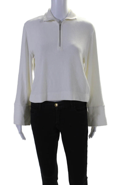 Club Monaco Womens Half Zipper Long Sleeves Turtleneck Sweater White Size Small