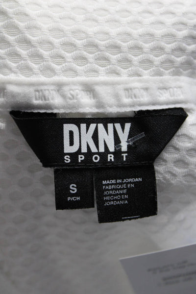 DKNY Sport Women's Hood Long Sleeves Full Zip Mesh Jacket White Size S