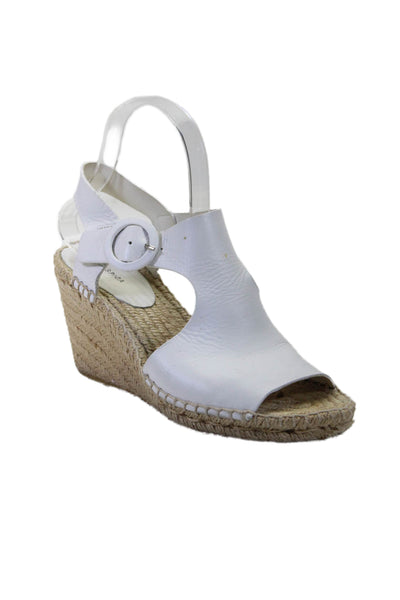 Via Spiga Women's Open Toe Ankle Buckle Espadrille Sandals White Size 7