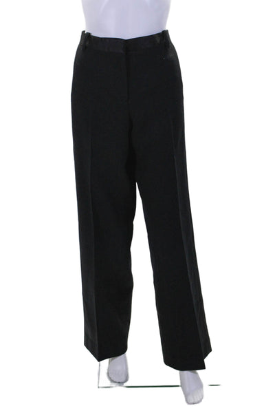 Jason Wu Womens Wool Black Pleated High Waisted Straight Tuxedo Pants Size 4