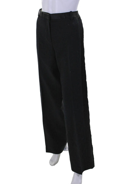 Jason Wu Womens Wool Black Pleated High Waisted Straight Tuxedo Pants Size 4