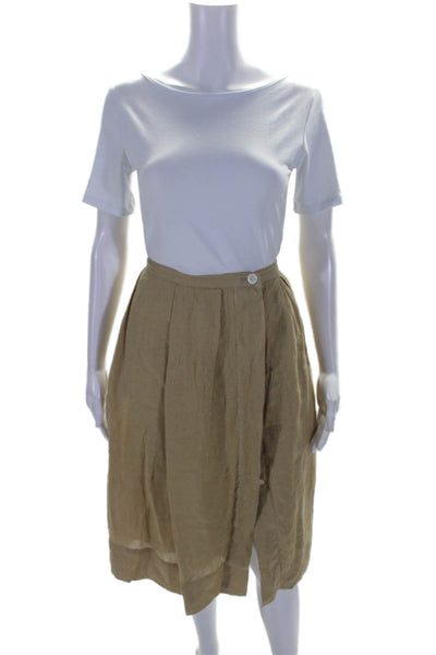 Alex Mill Women's Elastic Waist Button Down Flare Midi Skirt Tan Size M